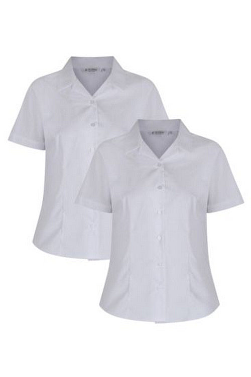 Short Sleeve Rever Collar Blouses – White