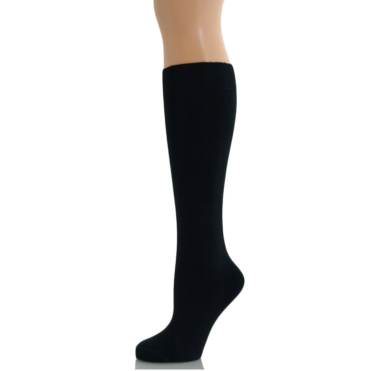 PEX Knee High Cotton Rich Socks - Black (2 Pairs)