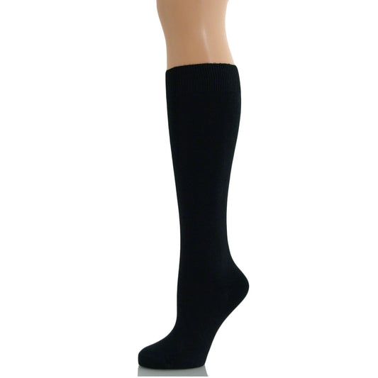 PEX Knee High Cotton Rich Socks - Black (2 Pairs)