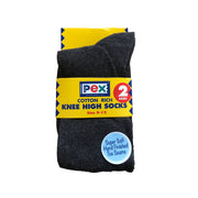 PEX Knee High Cotton Rich Socks - Grey (2 Pairs)