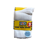 PEX Knee High Cotton Rich Socks - White (2 Pairs)